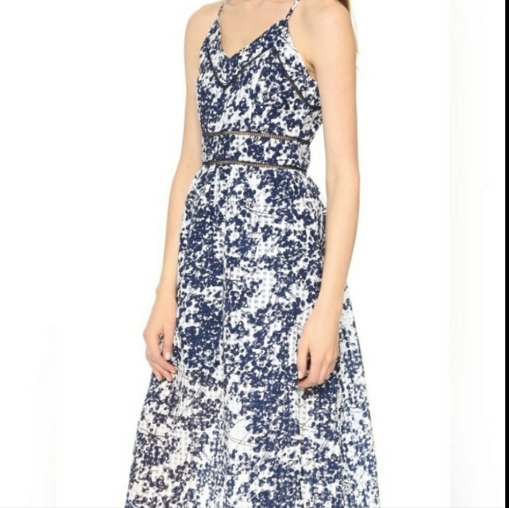 JOA Blue Gingham Printed Midi Dress NWOT